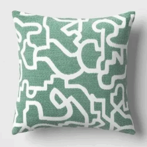 Geometric Pattern Chunky Woven Pillow Green – Threshold