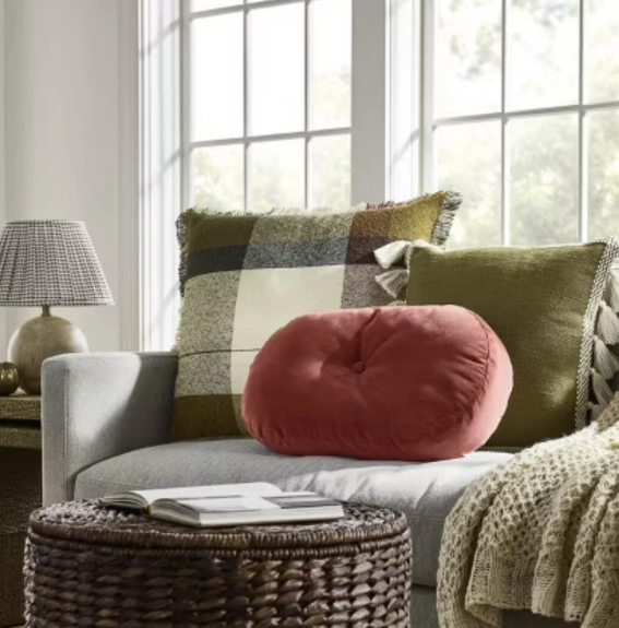 Velvet Oval Shaped Pillow Burnt orange – Threshold - Image 2