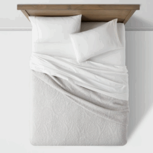 Alternative view of Threshold Garment Washed Paisley Stitch Quilt – Light Grey