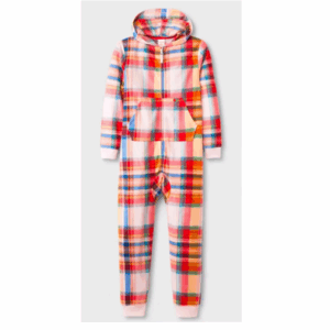 Girls Pink Plaid Hooded Pajama - Cat & Jack
