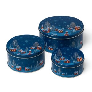 Set of 3 Christmas Metal Biscuit Tins
