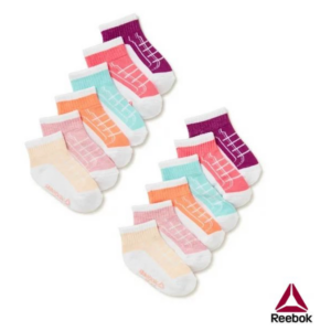 Reebok Baby and Toddler Girls' Quarter Socks - 12/24 M