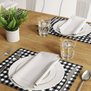 Threshold Cork Buffalo Check Placemat - Black