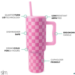Alternative view of Simple Modern Checkmate Straw Tumbler 40 oz - Pink