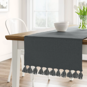 Cotton Textured Table Runner Gray - Threshold