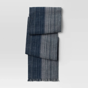 Alternative view of Cotton Striped Table Runner Blue - Threshold