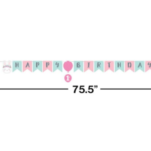 Alternative view of 1st Birthday shaped ribbon 'Floral Bunny' Banner