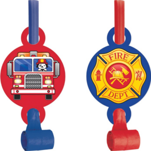 Flaming Fire Truck Blowouts with medallion
