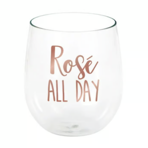 Plastic Stemless Wine Cup "ROSE ALL DAY"